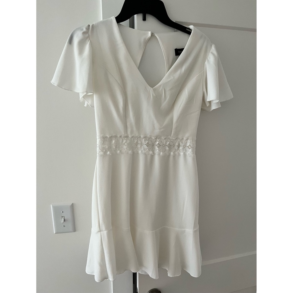 White Flutter-Sleeve Swing Dress